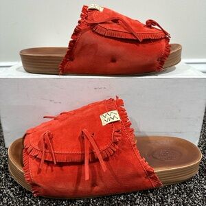 Visvim Shaman Christo Red Suede Folk Sandals